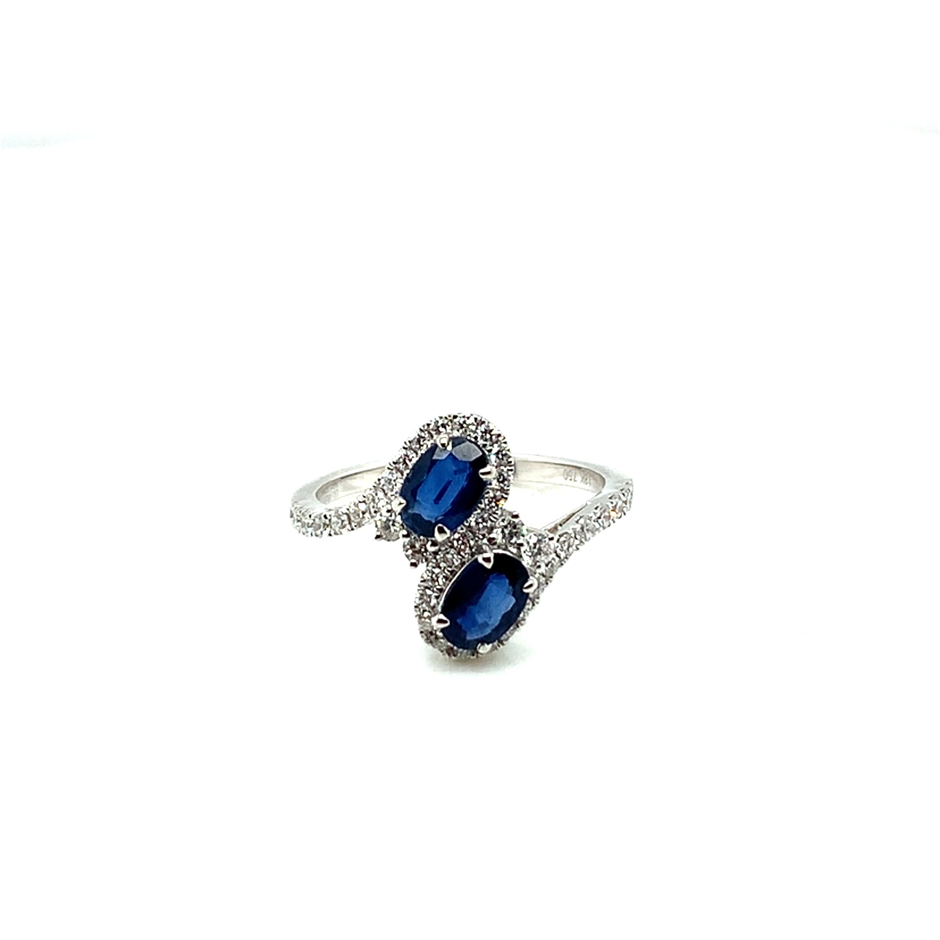 Sapphire and Diamond Bypass Ring