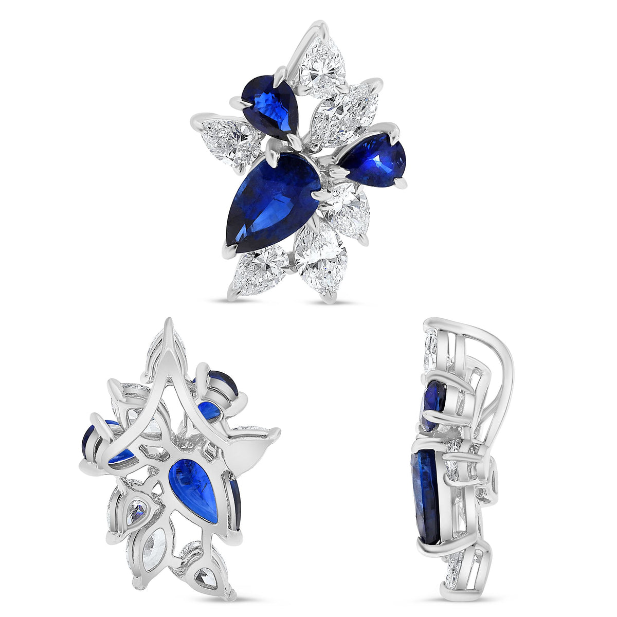 Sapphire and Diamond Cluster Pendant