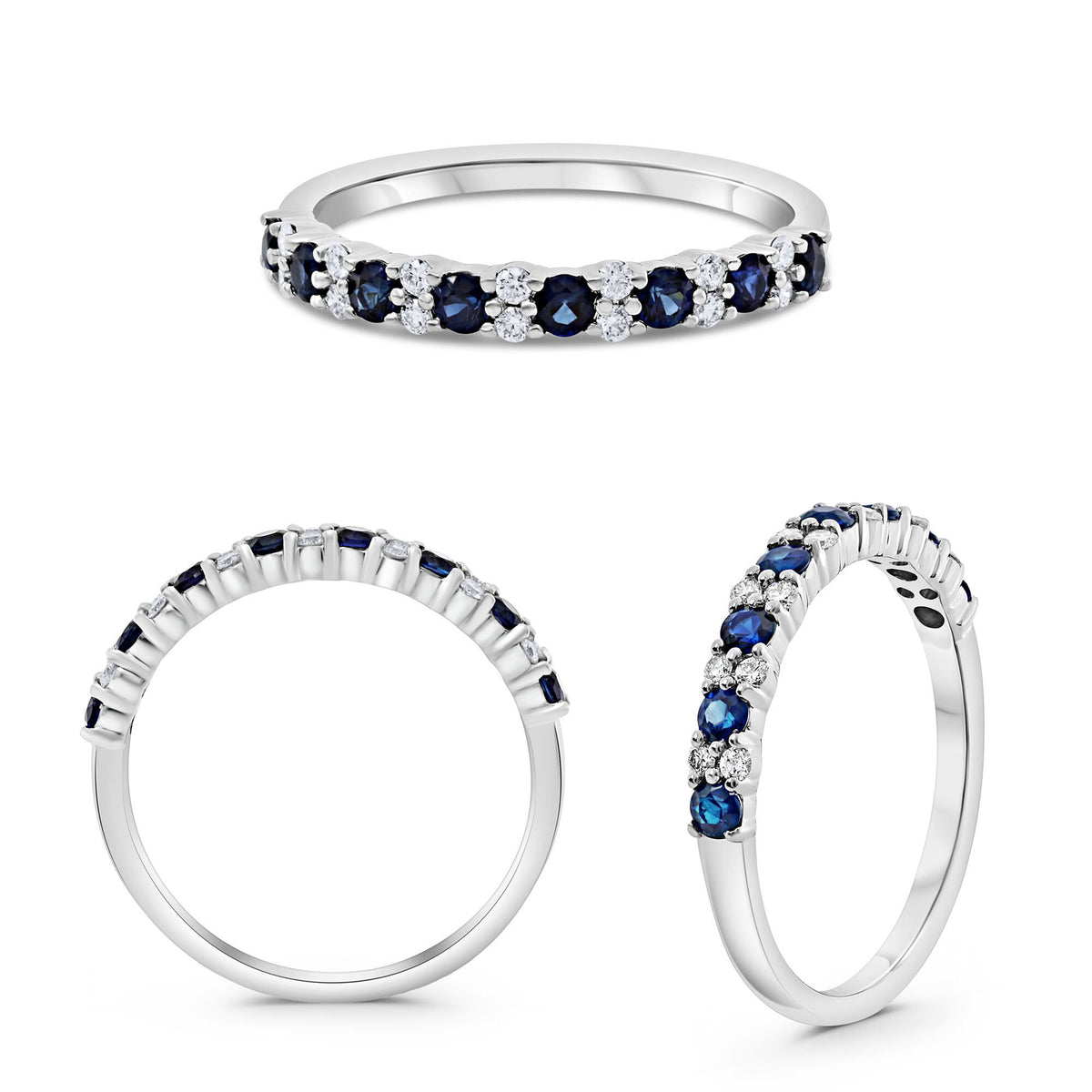 Sapphire and Diamond Half Eternity Band