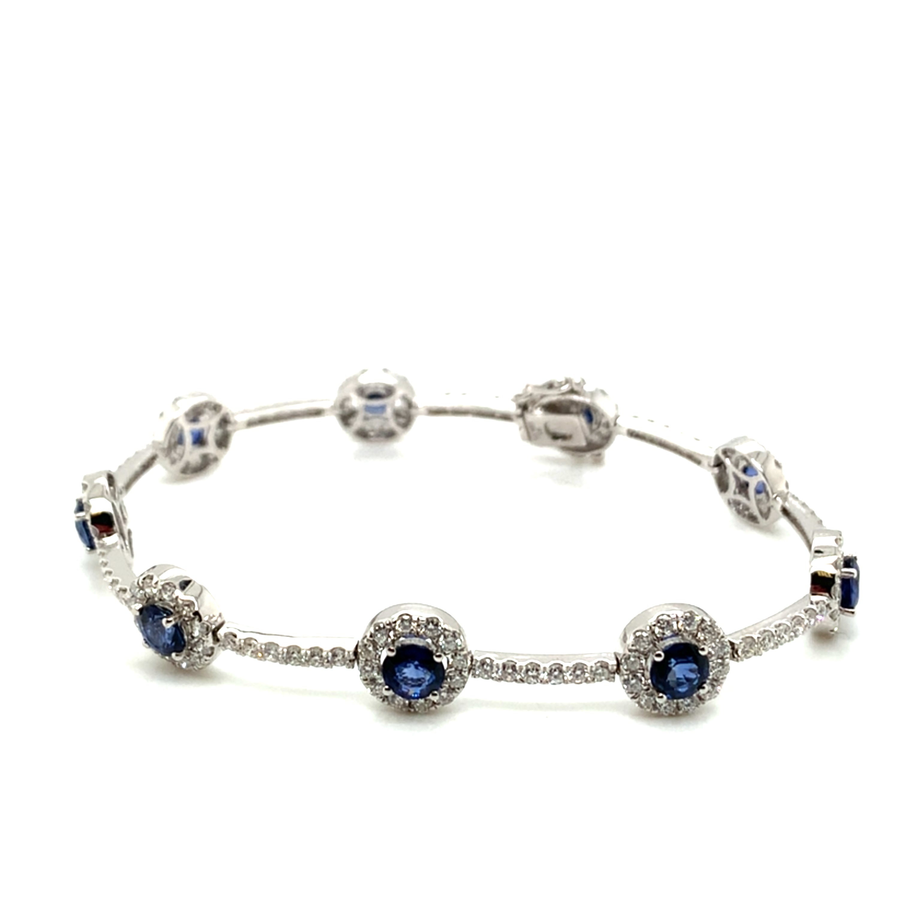Sapphire and Diamond Halo Station Bracelet