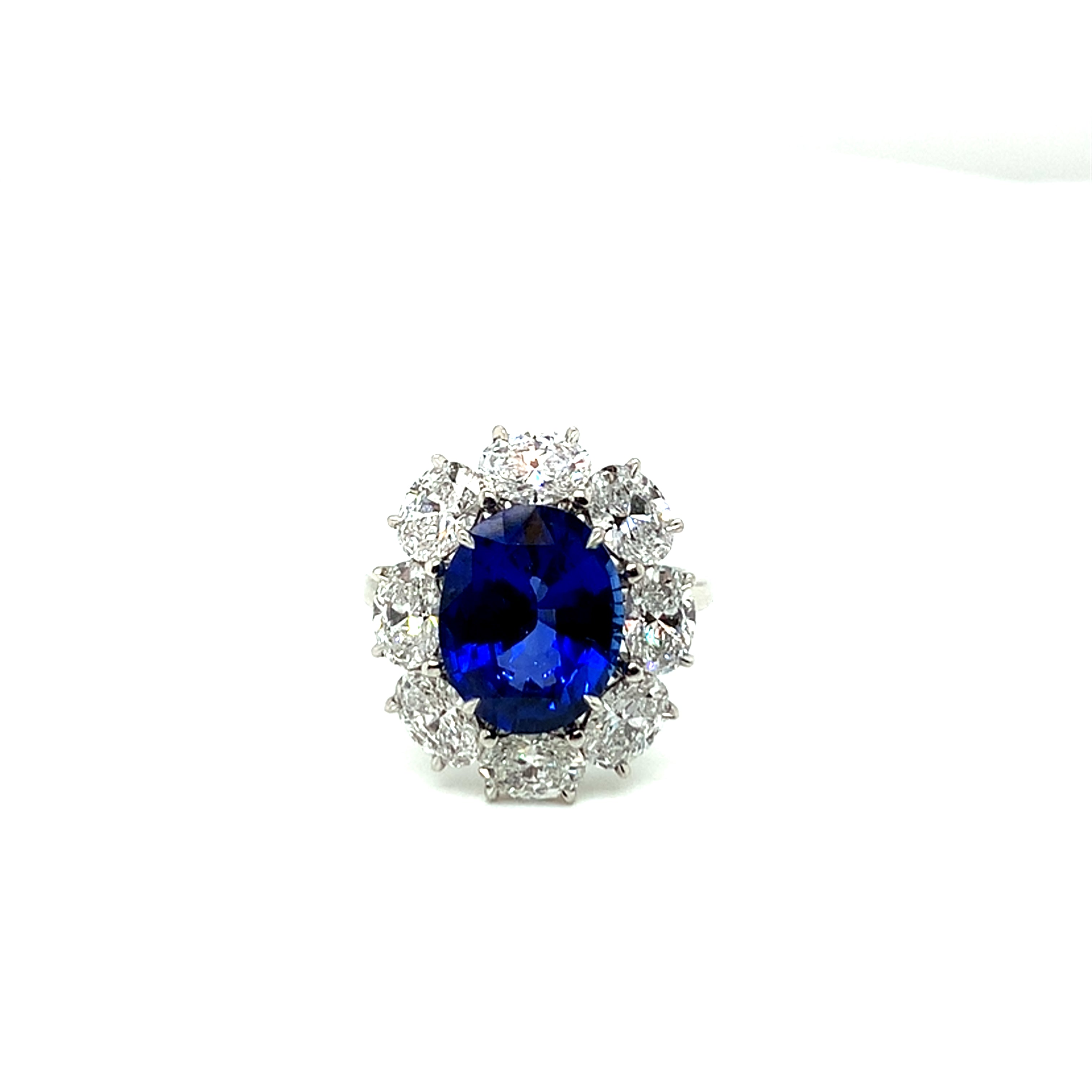 Sapphire and Diamond Halo Ring