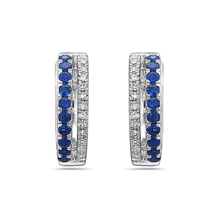 Sapphire and Diamond Hoop Earrings