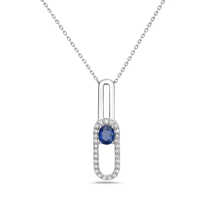 Sapphire and Diamond Paperclip Necklace