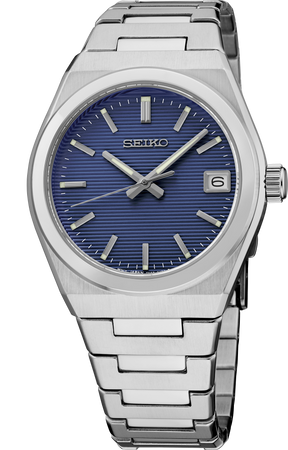 Seiko watch with a blue dial and stainless steel bracelet