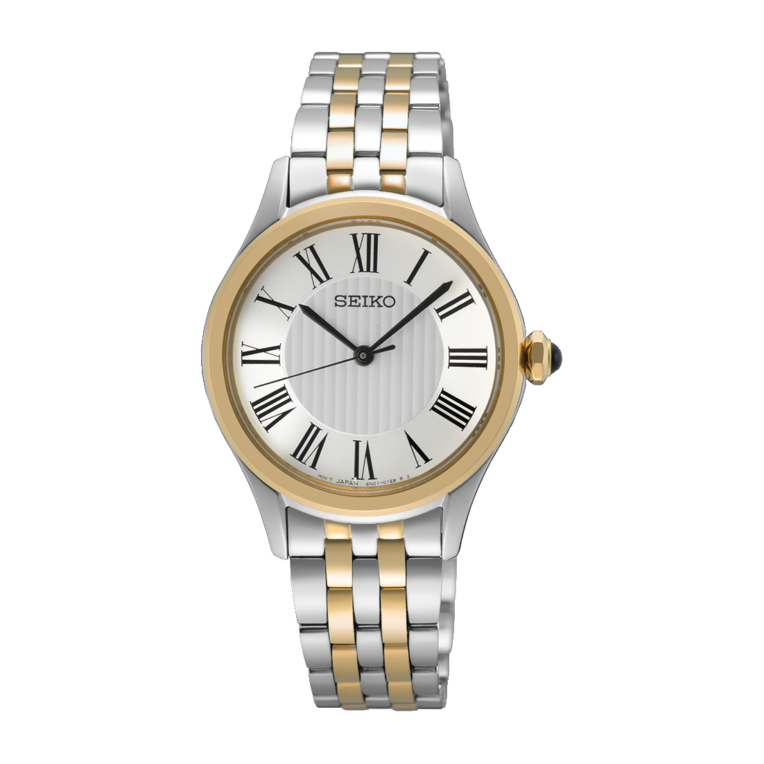 Seiko watch with a two-tone stainless steel bracelet