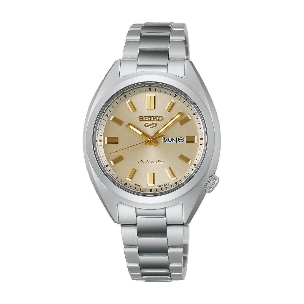 gold white sports watch for men