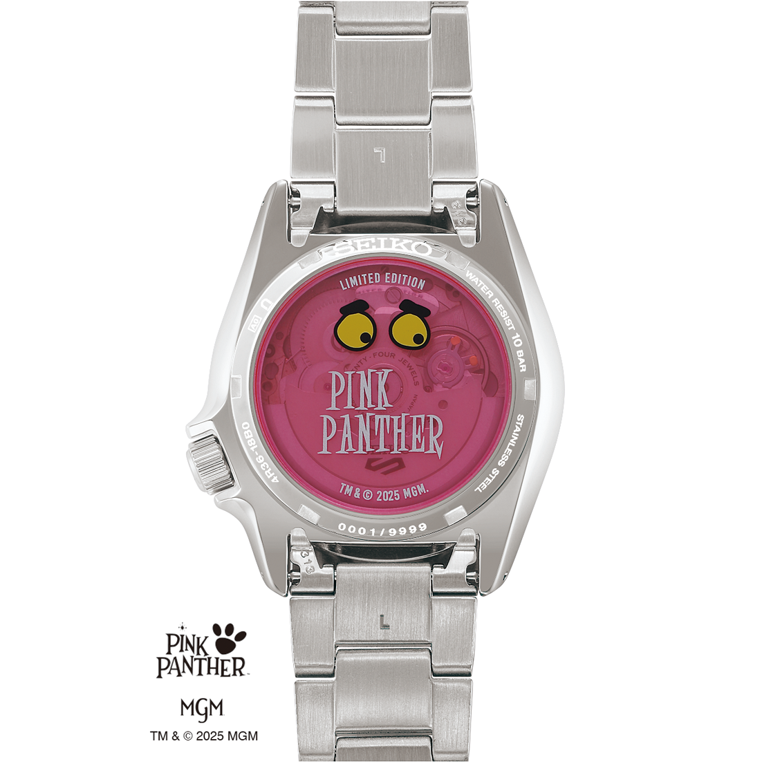 Seiko Pink Panther Limited Edition Watch Pink Dial Stainless Steel Automatic Movement