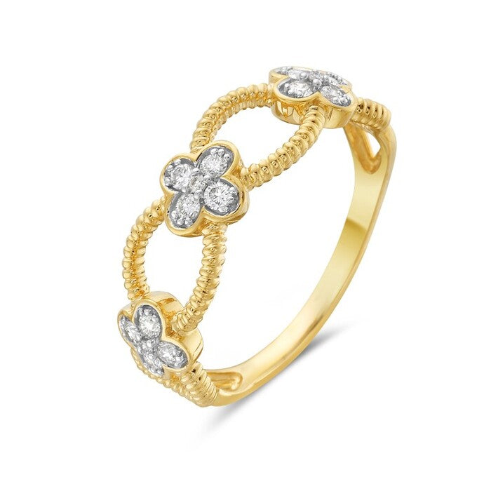 Three Diamond Clover Ring
