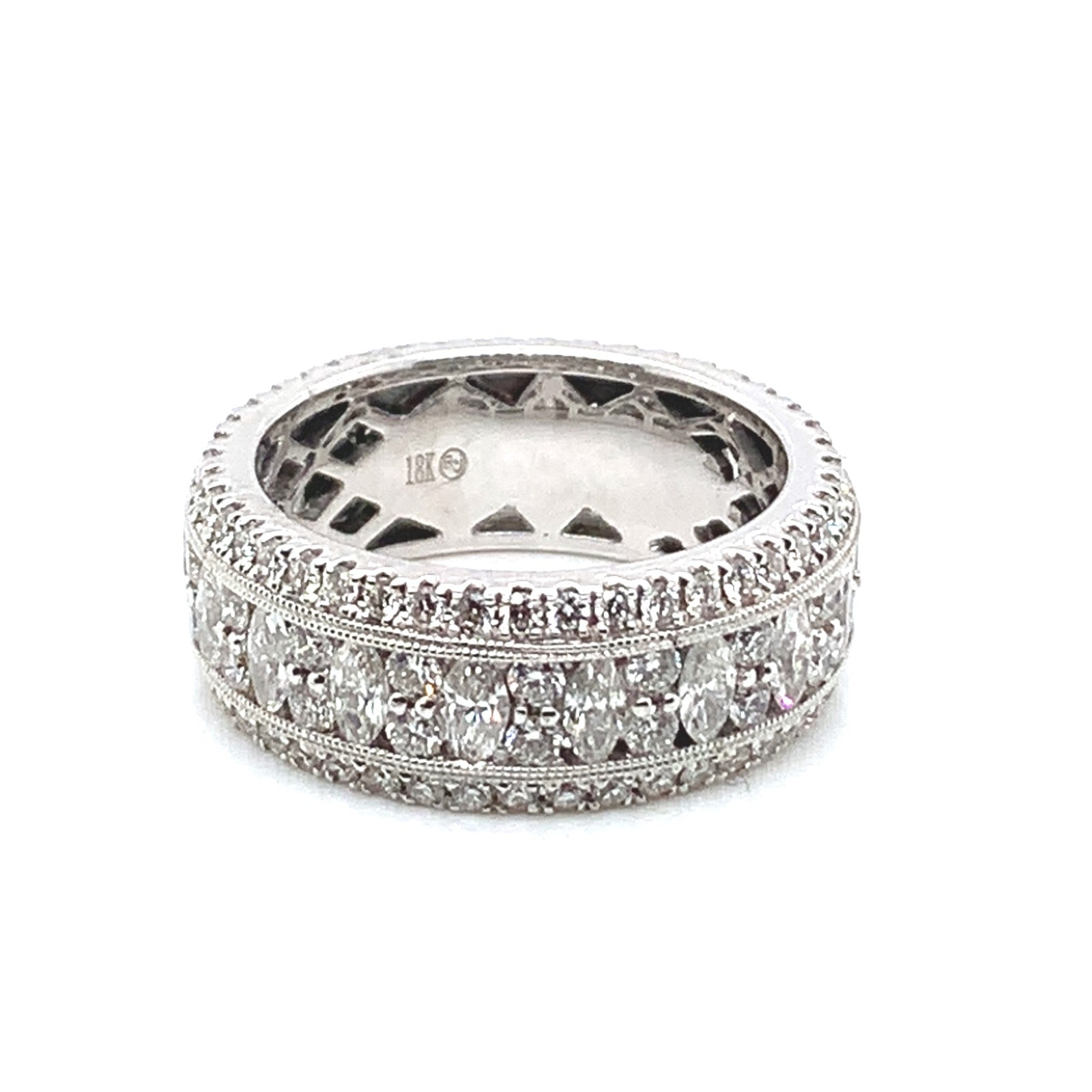 Triple Row Marquise and Round Diamond Band