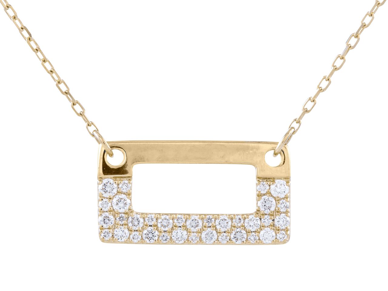 Diamond Rectangle Pendant Necklace