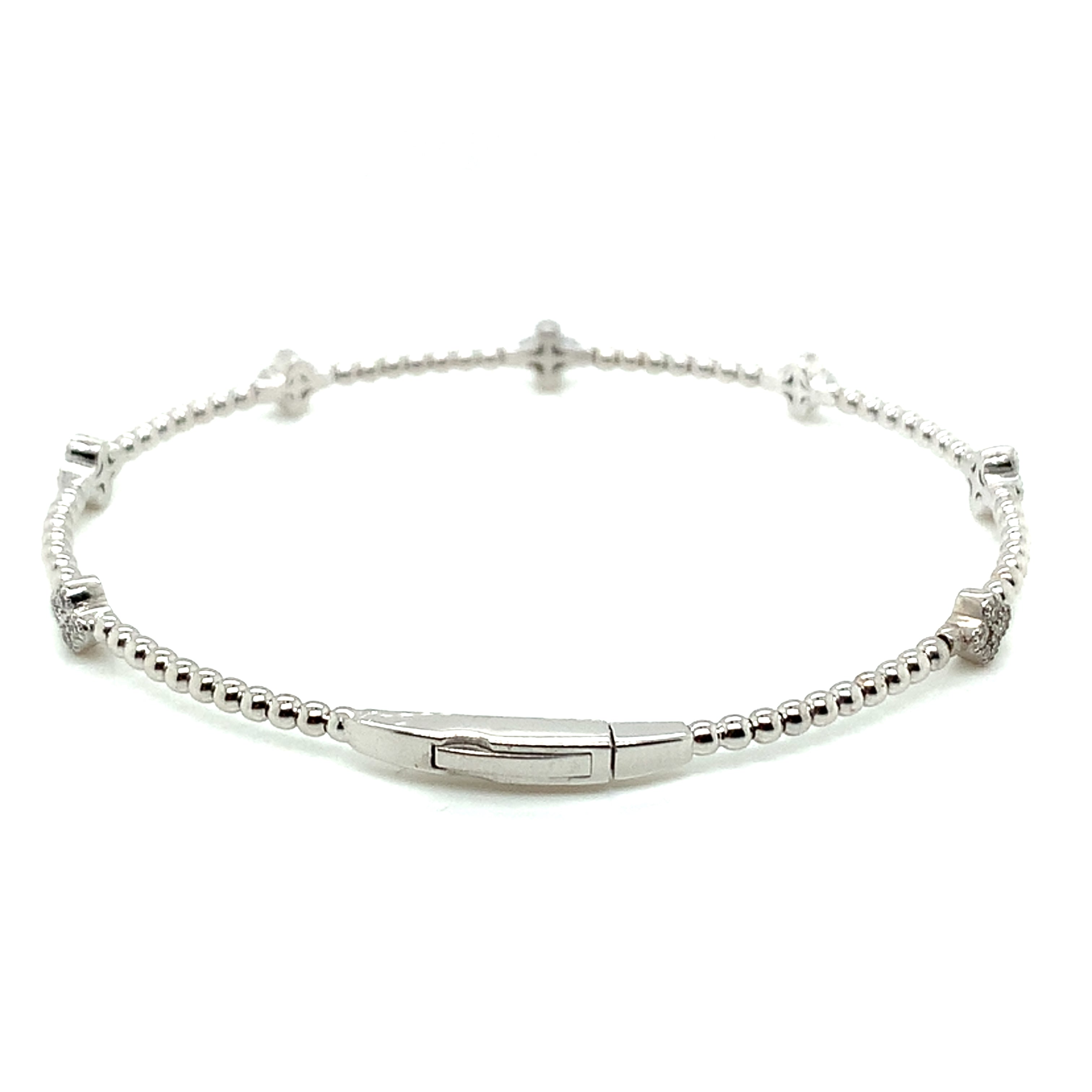 Diamond Beaded Clover Station Bangle
