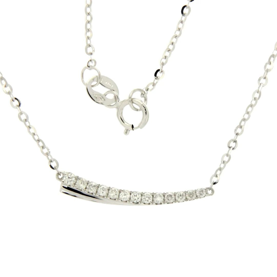 Diamond Curved Bar Pendant Necklace
