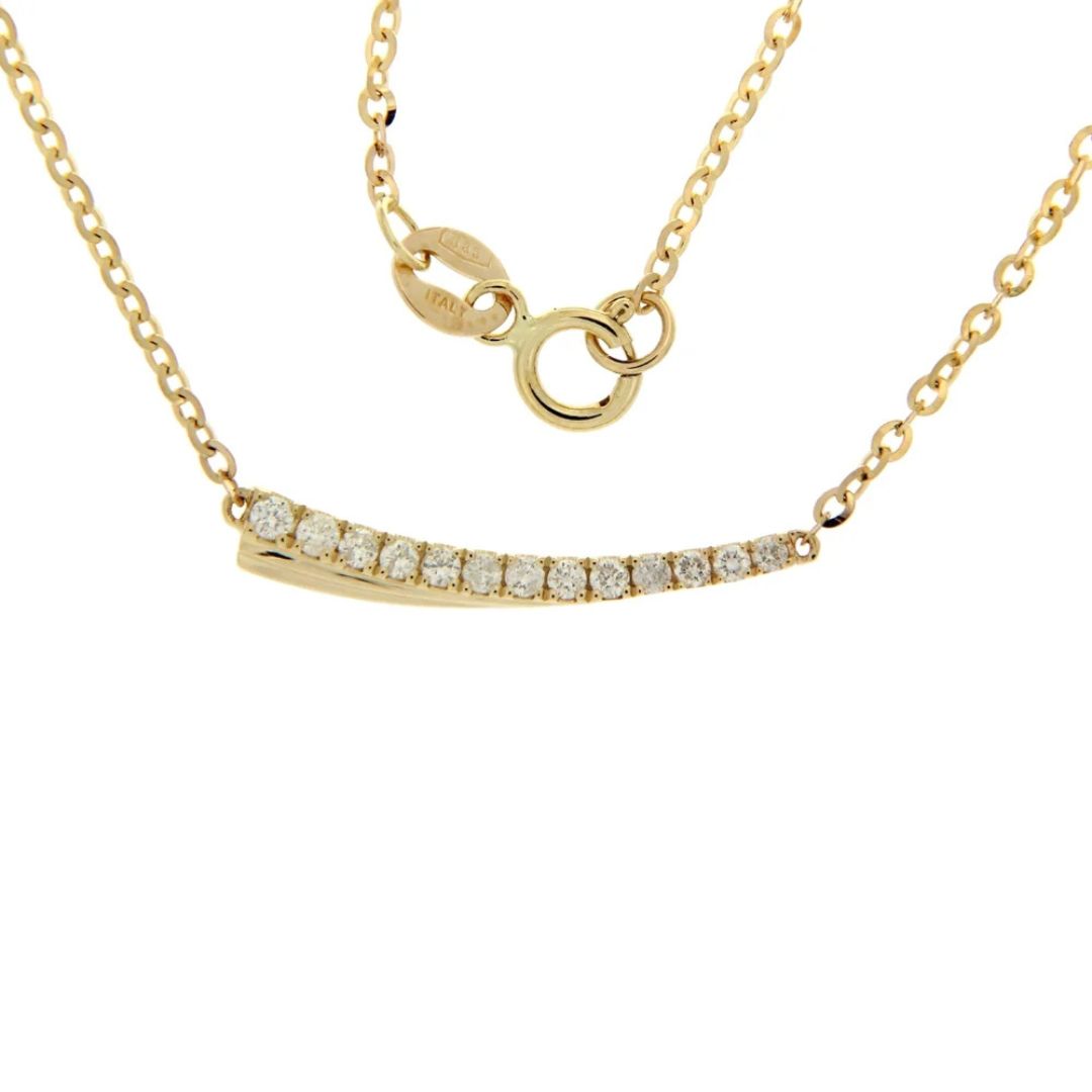 Diamond Curved Bar Pendant Necklace