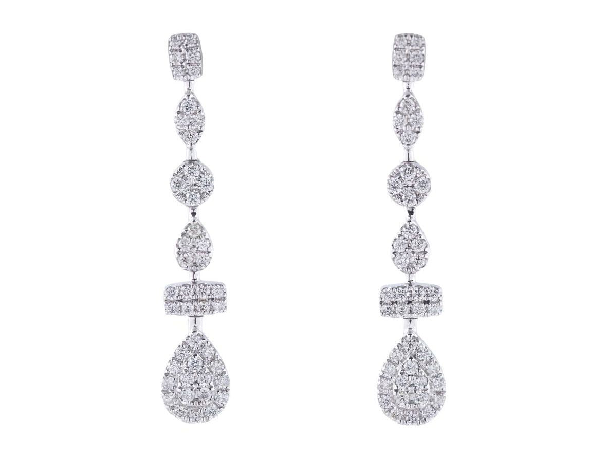 Diamond Multi-Shaped Dangle Drop Earrings