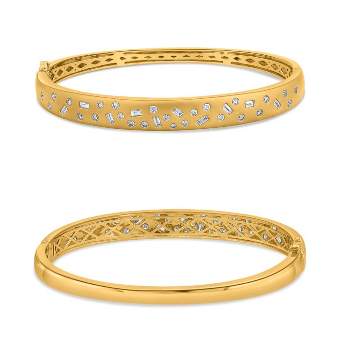 Sandblasted Multi Diamond Bangle Bracelet