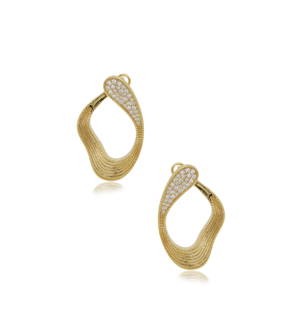 Diamond Twisted Oval Earrings