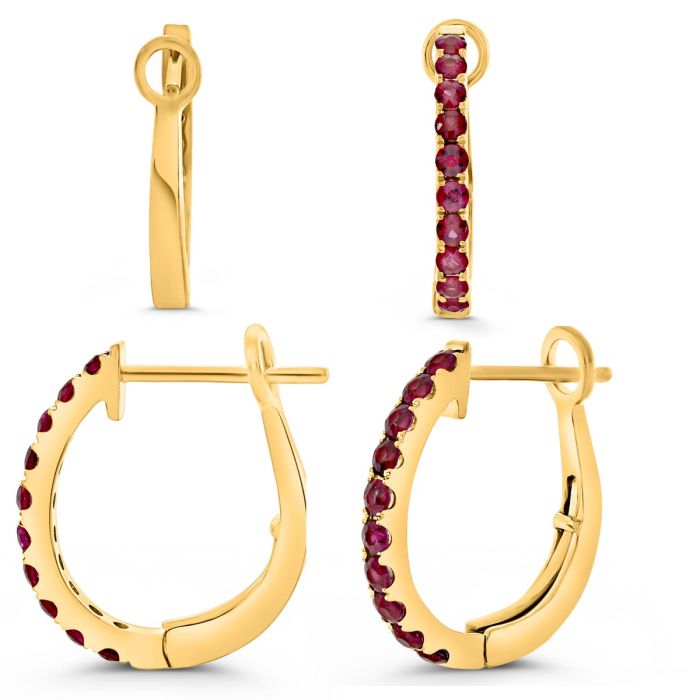 Ruby / Sapphire Hoop Earrings