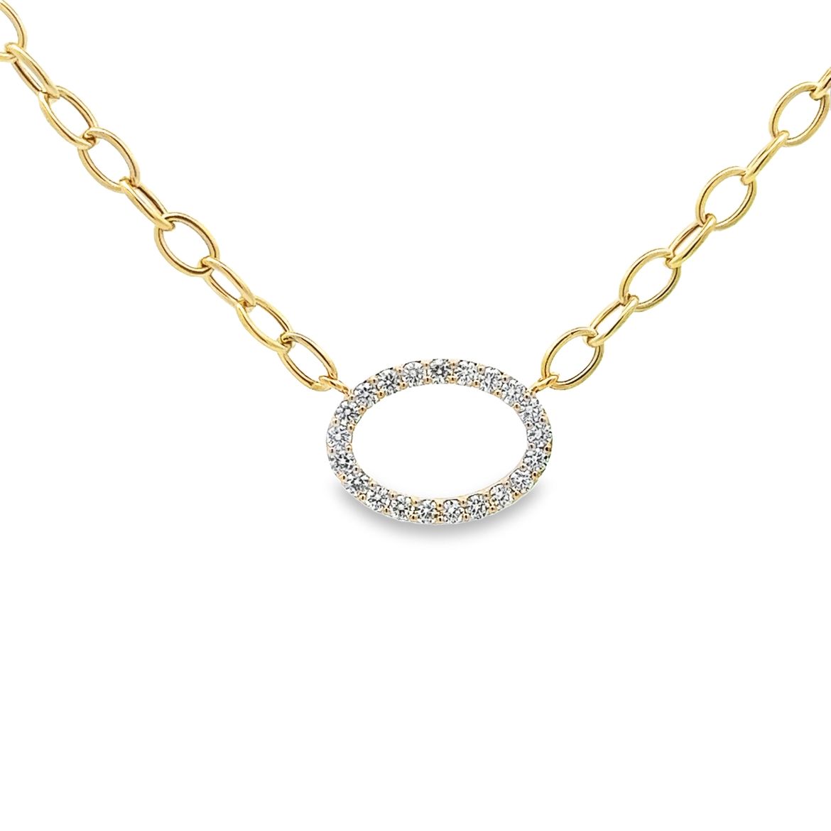 Diamond Open Oval Paper Clip Necklace