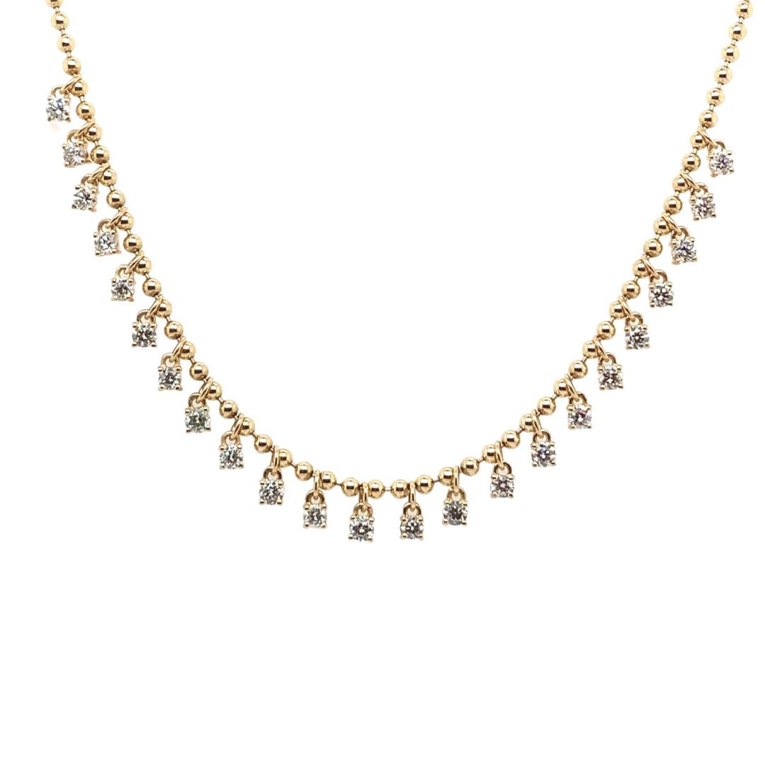 Diamond Dangle Station Beaded Necklace