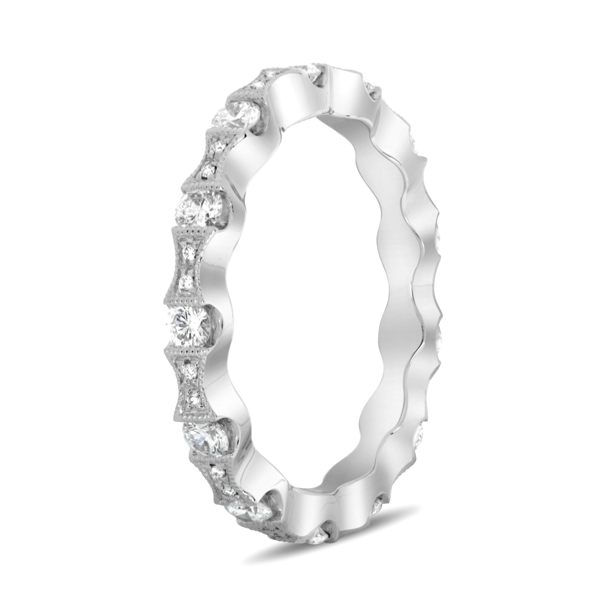 Diamond Milgrain Stackable Ring