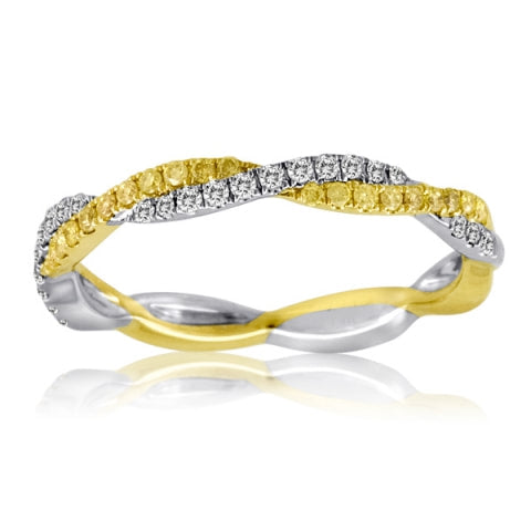 Yellow and White Diamond Two-Tone Twisted Ring