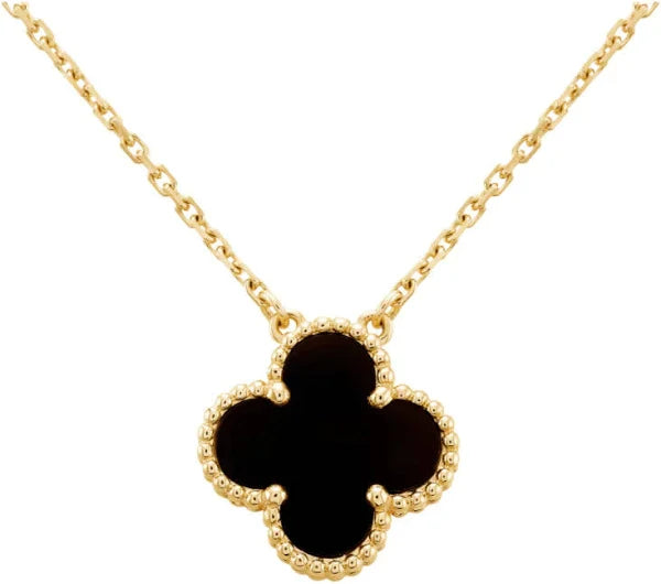 Onyx Clover Motif Necklace