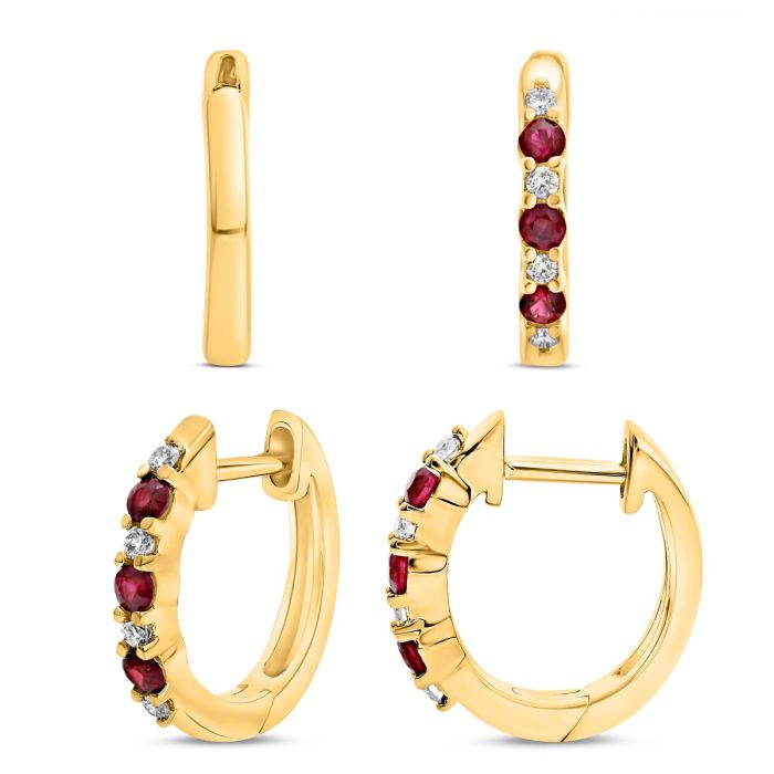 Ruby and Diamond Hoop Earrings