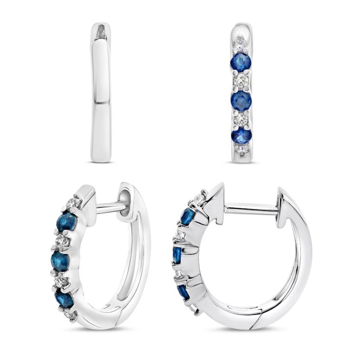 Sapphire and Diamond Hoop Earrings