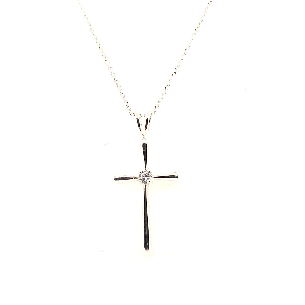 Sterling Silver Cross and Cubic Zirconia Necklace | Marquis Jewelers