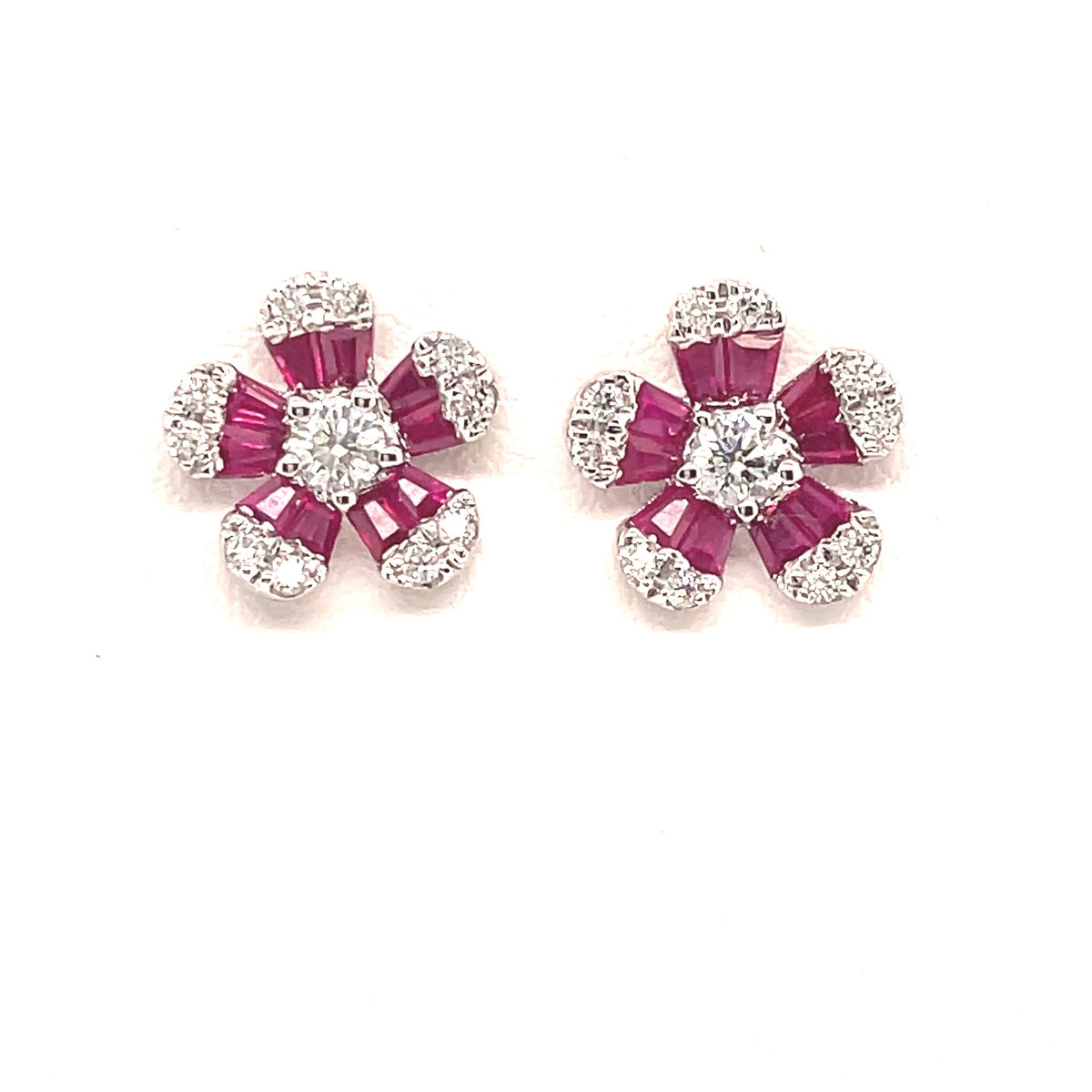 Ruby flower stud earrings cheap
